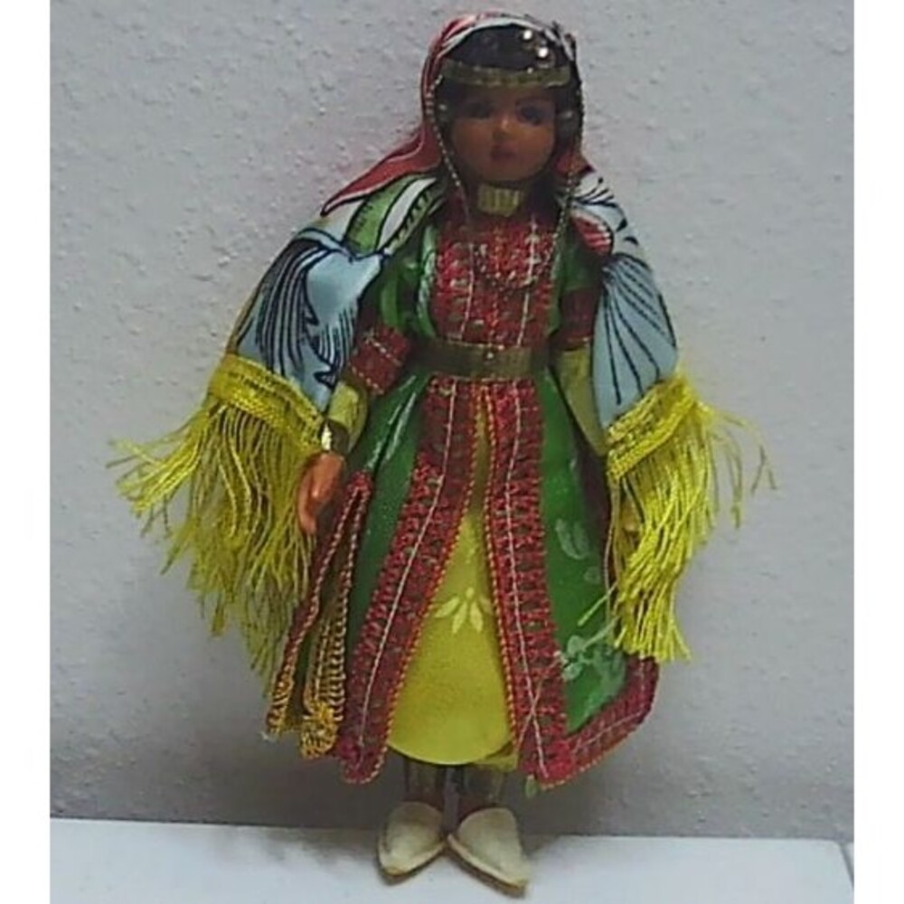 Vtg Turkish or Moraccan Folk Art Souvenier Doll 7.5"